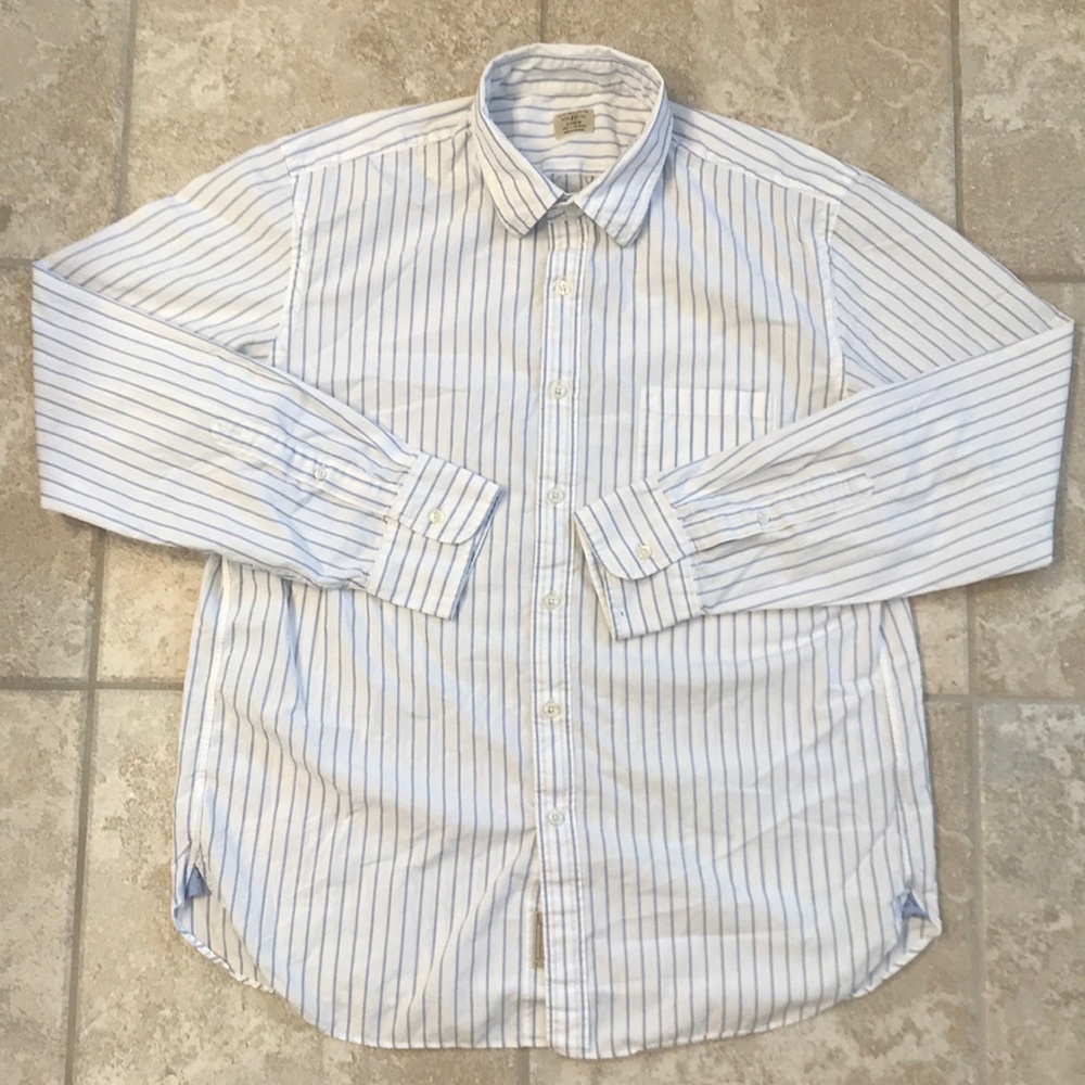 J Crew White/Blue Striped Button Down Shirt